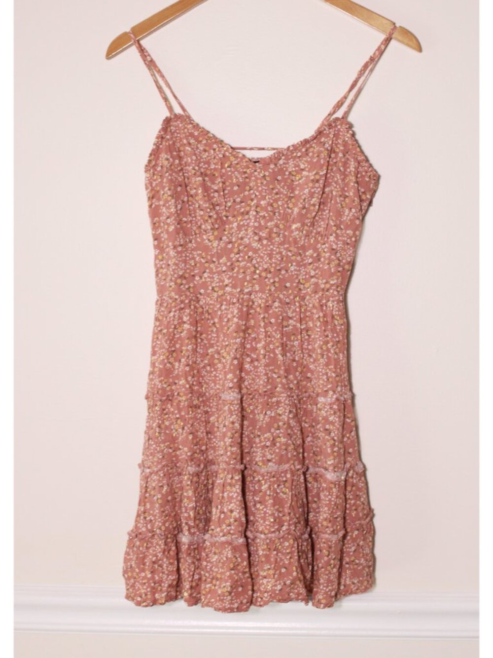Trixxi Ditsy Floral Corset Back Tiered Slip Dress Cami Ruffle Pink Y2K Cottage L
